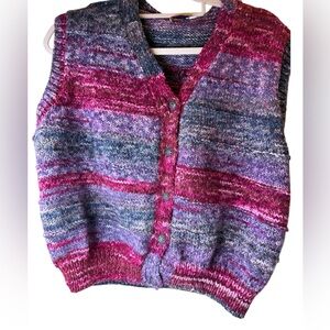 Hand-Knit Purple Toned Sweater Vest Stunning in Person